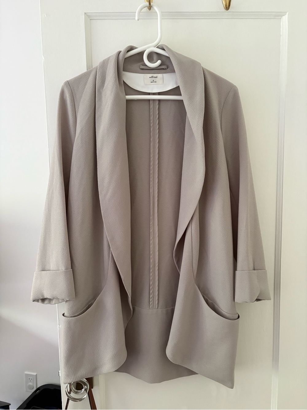 Wilfred Taupe Open-Front Draped Blazer